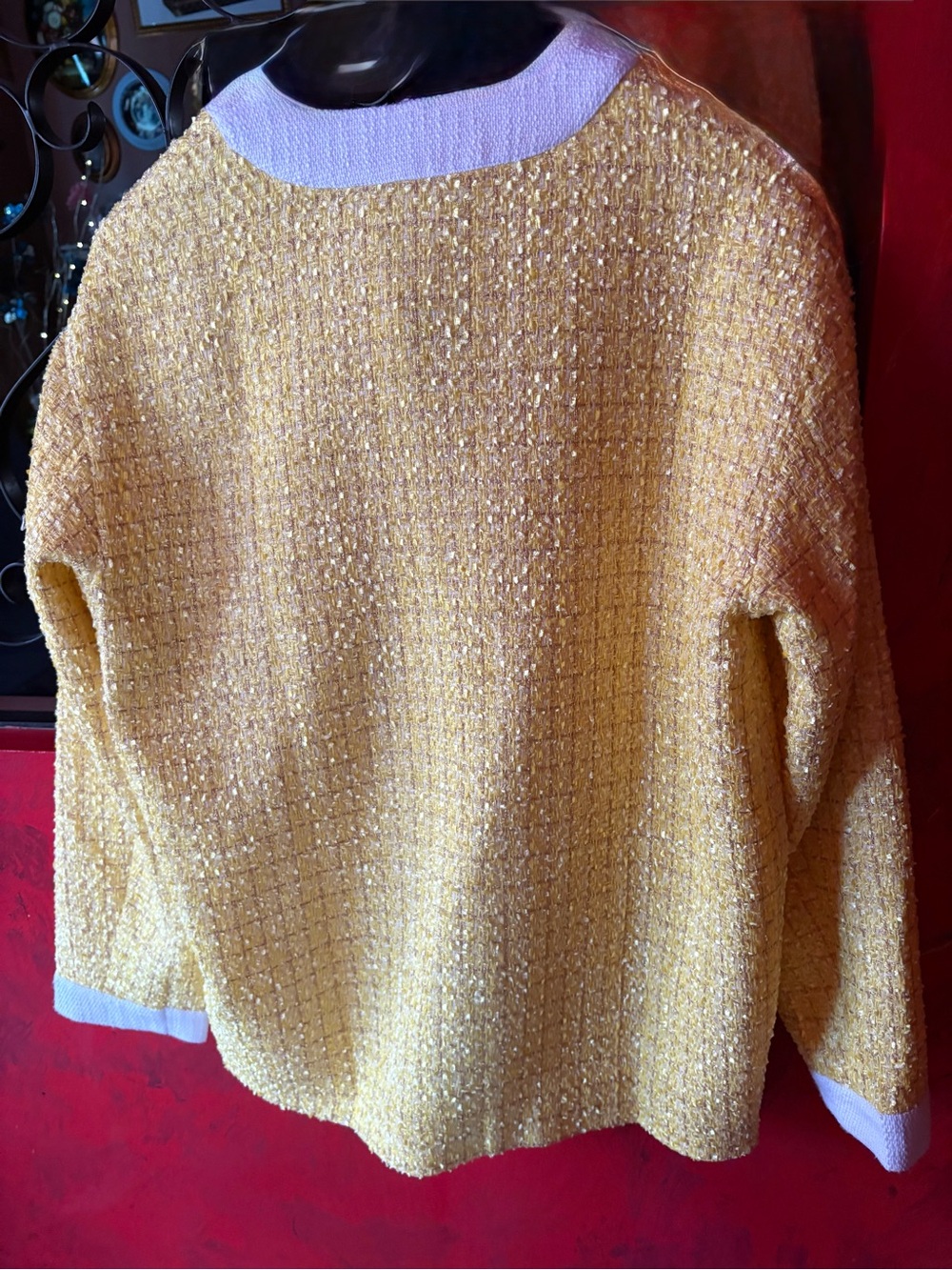 Glamorous-Yellow Tweed Button Jacket 💛 - Picture 4 of 6